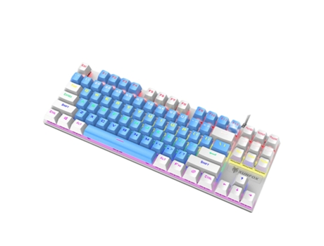 K80 Teclado mecánico de 87 teclas Interruptor azul Ergonómico Antideslizante Mezcla sensible Retroiluminación de color a juego USB Escritorio con c...