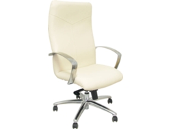 Silla de Escritorio Ejecutiva PIQUERAS Y CRESPO Caudete Crema con ruedas de parqué (Similpiel)