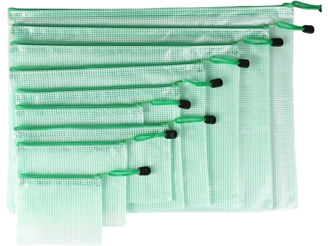 Juego De 9 Bolsas De Pvc Transparentes Y Resistentes Al Agua Con Cierre.