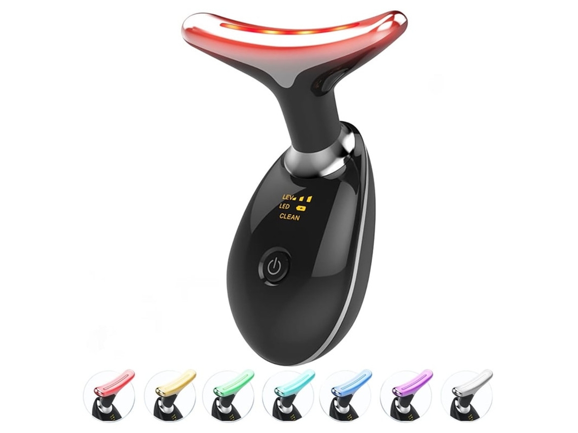 Massageador De Rosto E Pescoço Ferramentas Multifuncionais Para Cuidados Com A Pele Facial Dispositivo De Beleza Led De 7 Cores Para Uso D Yizhood