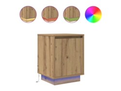 Maison Exclusive - Mesitas De Noche Con Luces Led 2 Uds Roble Artisan 38x34x50 Cm