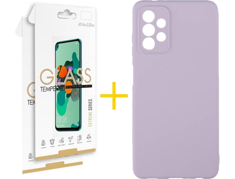 Kit Funda + Protector de Pantalla Samsung A32 5G SKYHE Cristal Templado 4867 Morado
