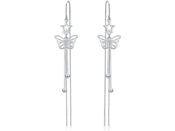 2026-aretes De Hilos De Plata 925 Linjou Mariposa Con Flores Pendientes Para Regalo Cumpleaños San Valentín