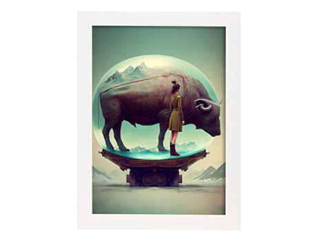 NACNIC Poster Toro En Estilo Surrealismo Cinematográfico Ilustraciones Y Grabados De Historieta Abstracta Y Artística A3 Marcos Blancos