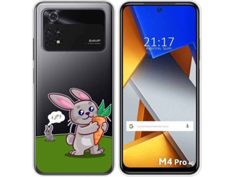 Carcasa para Xiaomi Poco M4 Pro 4G TUMUNDOSMARTPHONE Dibujos Transparente Conejo Multicolor