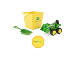 Juego de arena Tomy John Deere con cubo de plástico y camión volquete para niños de 18 meses o más