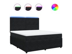 Maison Exclusive - Cama Box Spring Con Colchón Terciopelo Negro 180x200 Cm