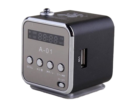 Mini Altavoz 4Gb Negro Mp3 Usb Micro Sd Fm