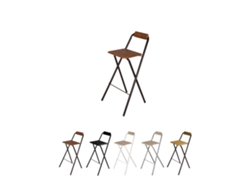 Taburete Plegable Alto De Metal Extra Grueso Con Reposapies Para Cocinas Y Bar | Silla Con Respaldo Resistente Negra / Nogal Unidad