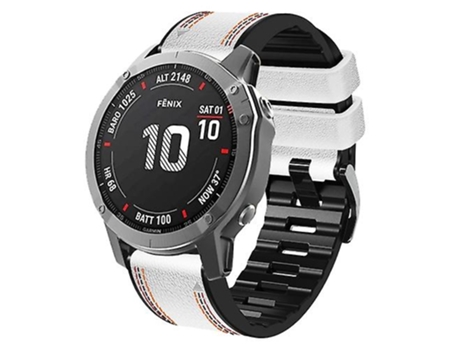 Correa Smartwatch Para Garmin Fenix 7 Costura Tricolor Silicona Correa De Cuero Blanca VENISYMLIS