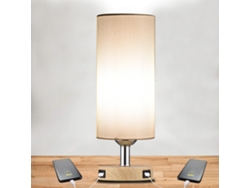Lámpara de mesa 2026 con control táctil, 2 puertos USB y luz LED blanca cálida para dormitorio y sala de estar.