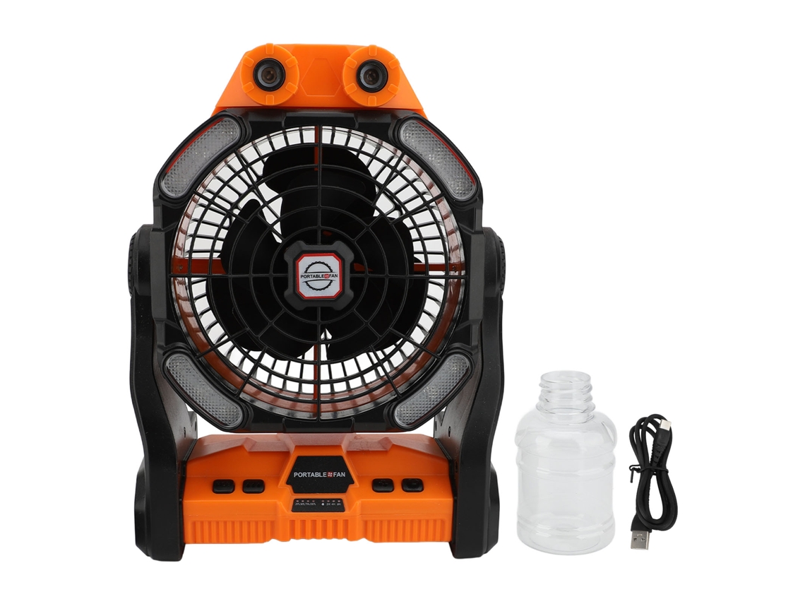 Ventilador De Camping Recargable De 10400 Mah Con Luz Led, 7 Modos De Pulverización, Motor Dual De 270°, Portátil.