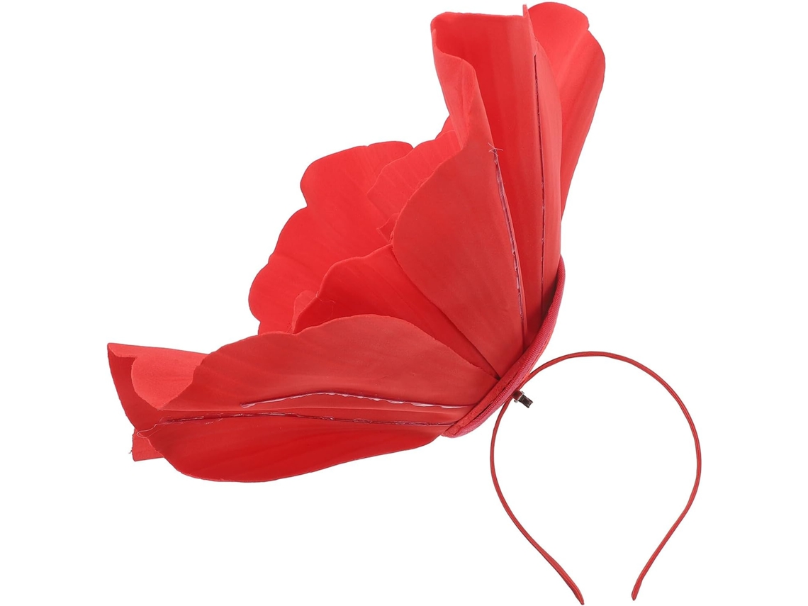 Tocado Floral Grande Rojo Para El Cabello Para Mujeres, Adorno Cómodo Para El Cabello De Tela Y