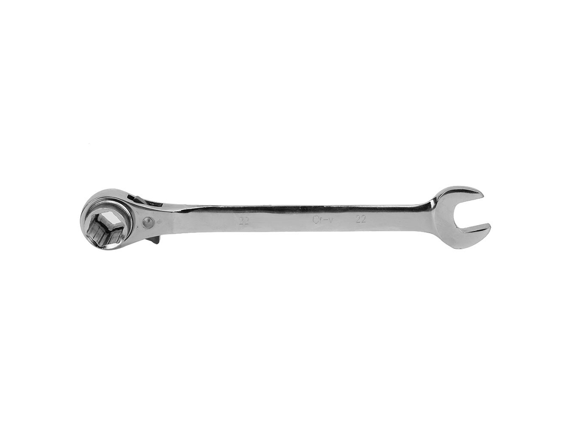 Llave de carraca de 19" y 22 mm, de acero cromo vanadio, doble función.