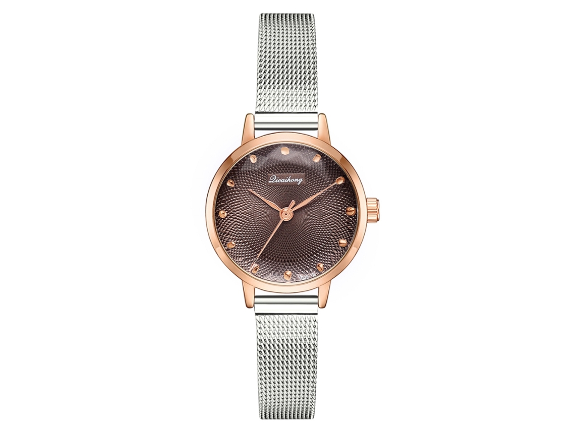 Reloj De Pulsera De Cuarzo Sencillo Y Elegante Para Mujer, Ideal Para El Tiempo Libre, Color Marrón.