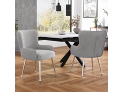 Juego de 2 sillas de terciopelo con brazos y patas de metal en estilo gris plata
