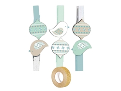 Mini pinzas de madera Navidad Masking tape dorado con brillo 5 m