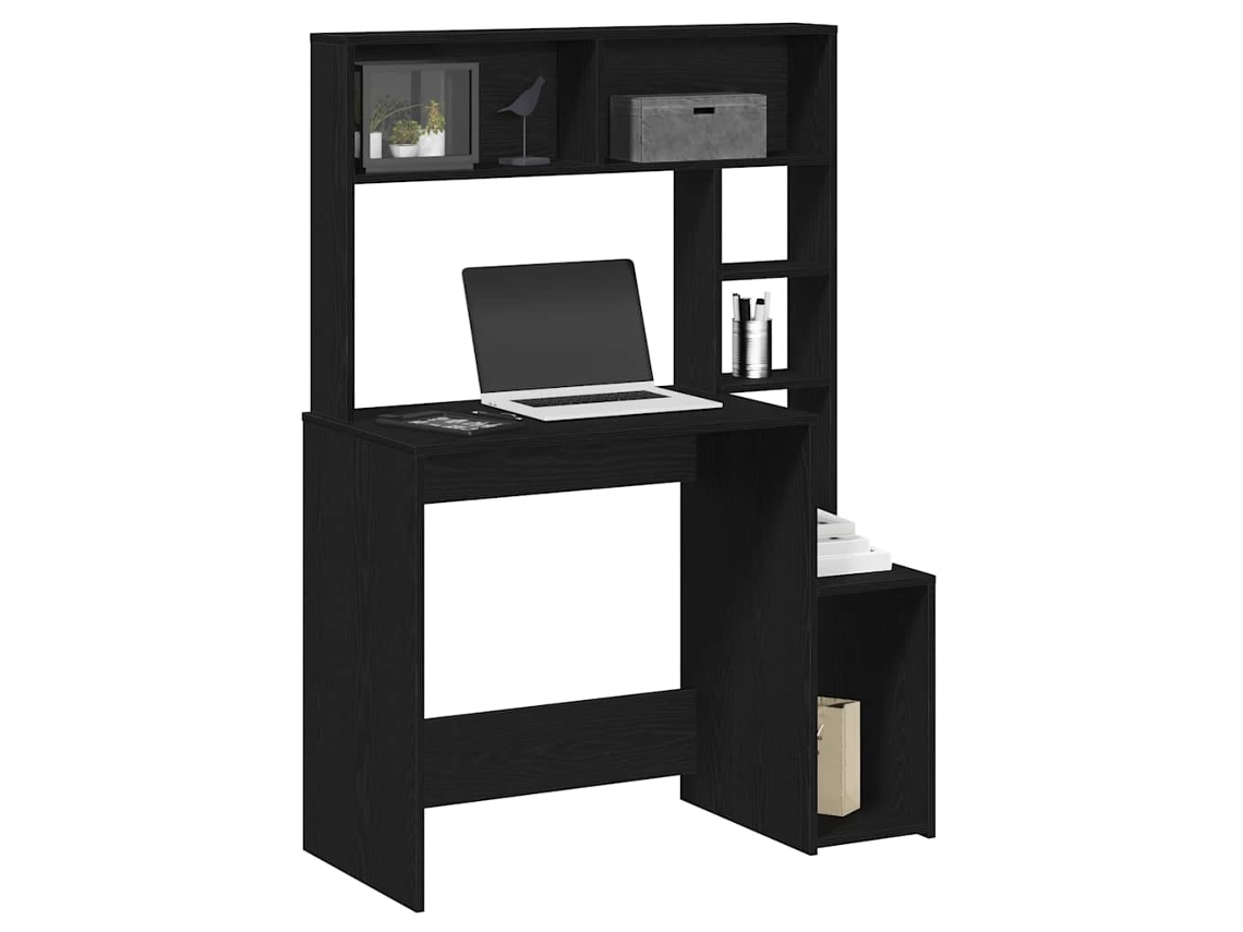 Escritorio | Mesa | Escritorio con estantes 100x45x140 cm, Derivados de madera, Negro
