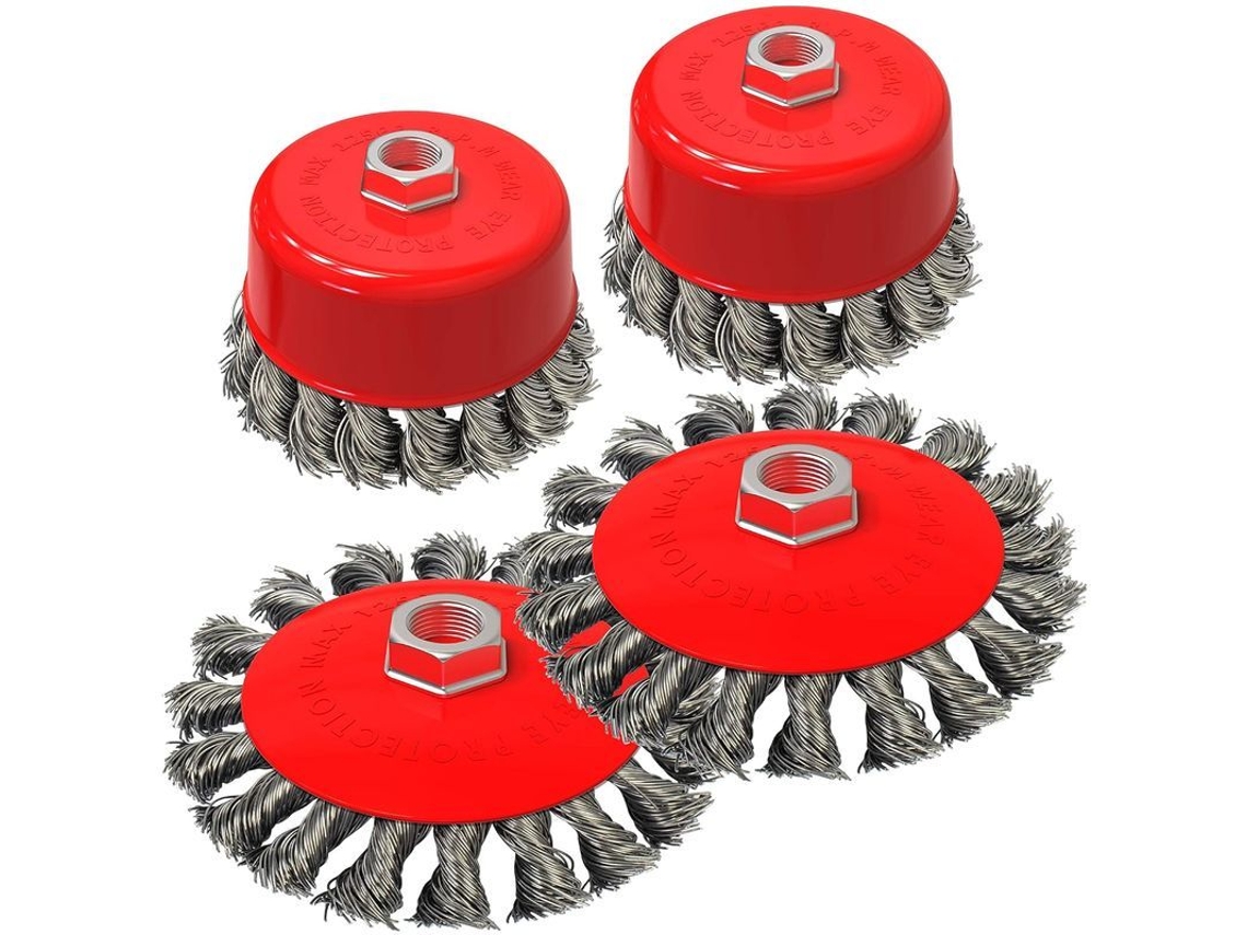 2026altiro-juego De 4 Cepillos De Alambre Trenzado Para Limpieza De Soldadura, Compatibles Con Amoladoras Angulares De 125 Mm Con Rosca M14, Tamaños De 75 Mm Y 100 Mm.