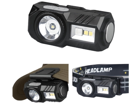 Linterna frontal LED recargable, luz de gorra con clip para sombrero, lámpara frontal de 800 lúmenes con 9 modos, detección de gestos, IPX4 imperme...
