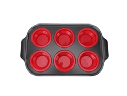 Bandeja de silicona para cupcakes (sin marca) con conexión a presión, 6 moldes, plegable.