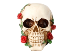 Adorno De Calavera De Halloween Con Rosa En Resina Para Decoración Festiva Del Hogar.