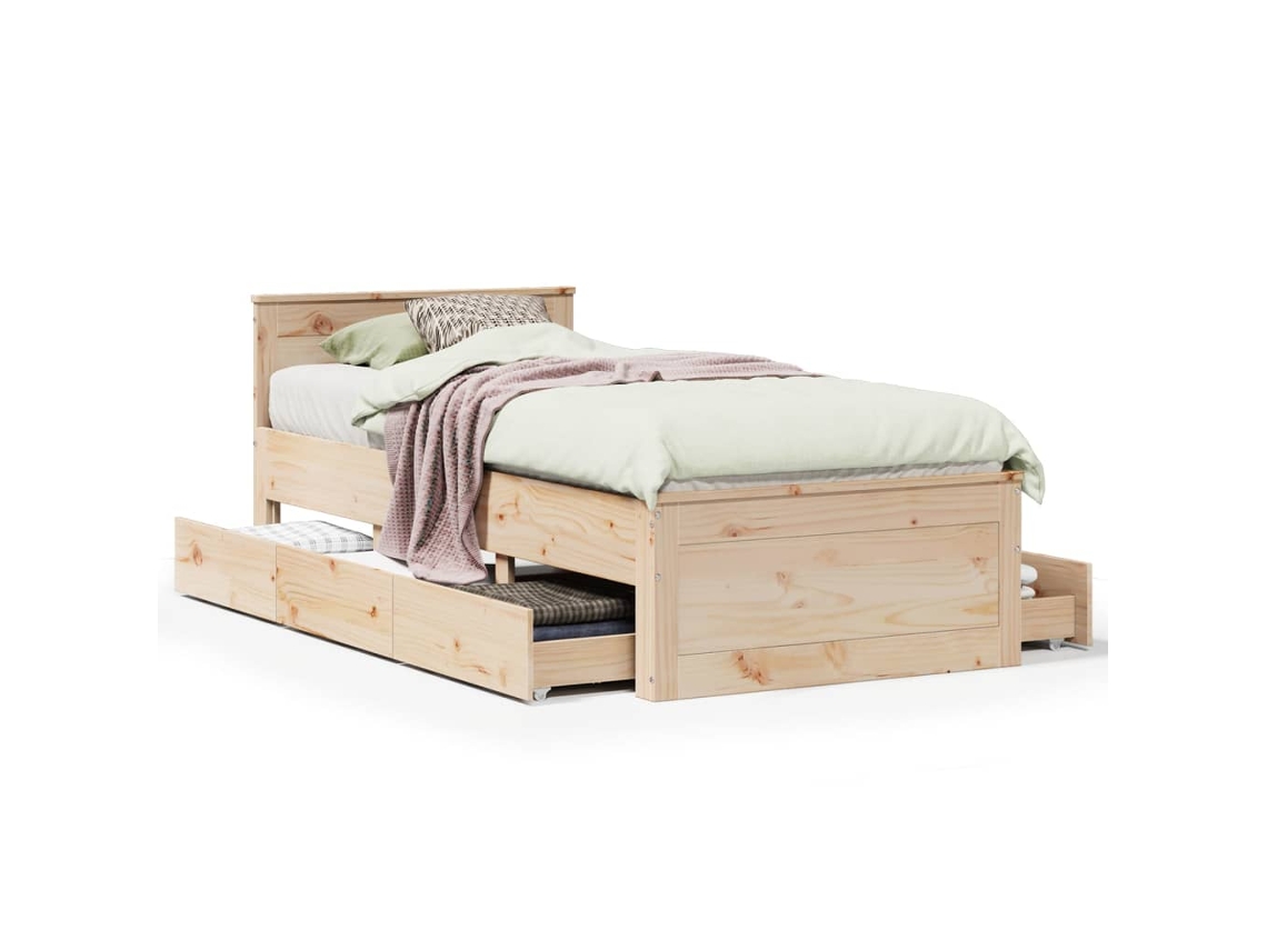 Maison Exclusive - Cama Con Cabecero Sin Colchón Madera Maciza De Pino 90x200 Cm