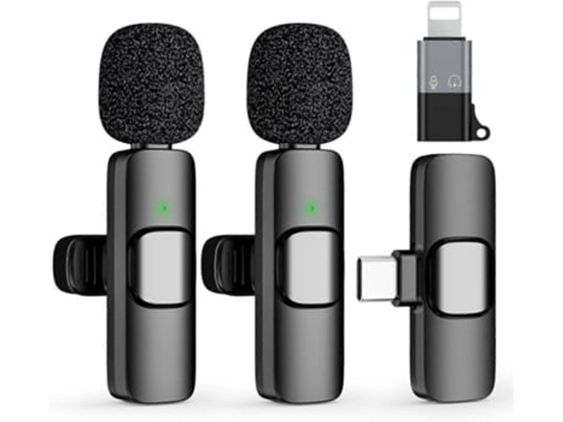Micrófono de solapa inalámbrico USB C mini para iPhone 15, 16, iOS y Android (Panoona Noise)