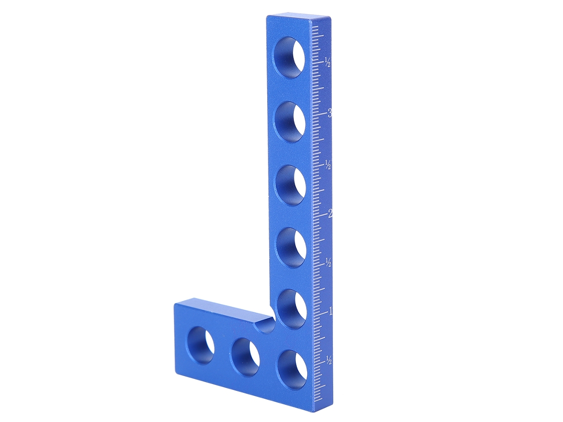 Regla De Ángulo Recto Para Carpintería, 90 Grados, Posicionamiento De 0 A 100 Mm, Color Azul.