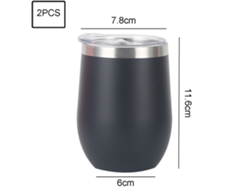Elegante juego de copas de vino negras mate, aislamiento al vacío de doble capa para bebidas frías y calientes, tamaño perfecto para uso portátil.