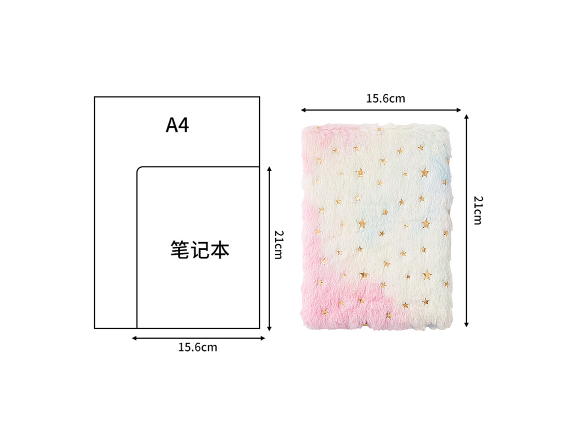 Cuaderno A5 Suave Y Peludo Con Cubierta Degradada, 80 Hojas, Para Niñas, Regalo Escolar