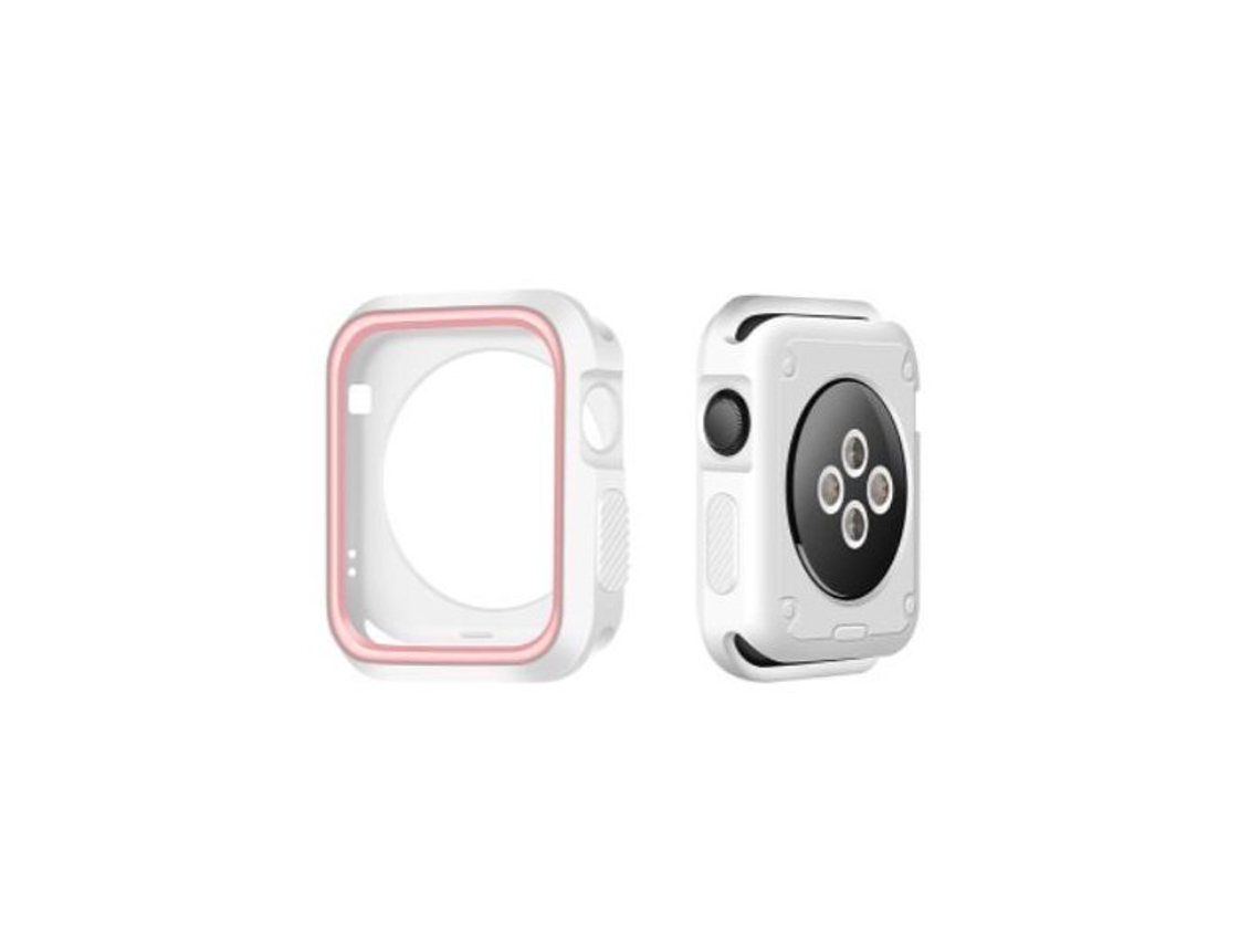 Carcasa de Protección Reforzada para Apple Watch Se (2022) 44mm GIFT4ME Blanco/Rosa