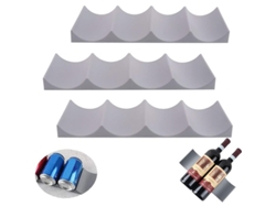 Linjou 3 Estantes De Vino Estilo Europeo Plástico Para Botellas Apilables Gris