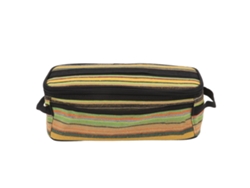 Bolsa para guardar cubiertos de lona con rayas verdes de estilo étnico, multiusos para cocina y camping.