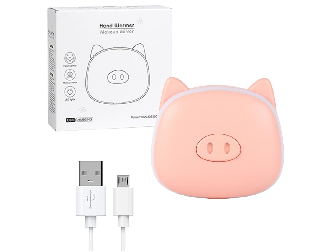 2026-calentador De Manos Recargable 1000mah Usb Con Espejo Maquillaje Y Luz Led Regalo De Invierno Animal Cartoon Macaron