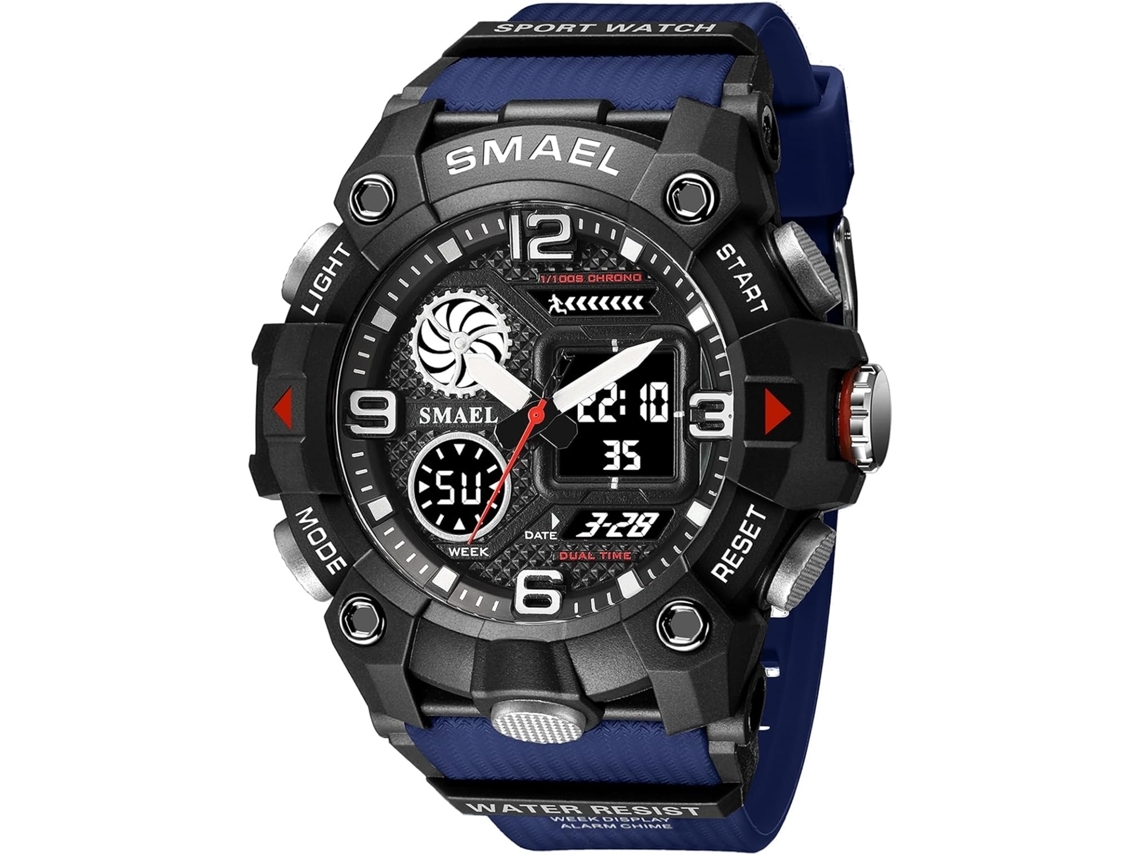 Reloj deportivo militar resistente al agua para hombre, cronómetro con alarma LED multifuncional