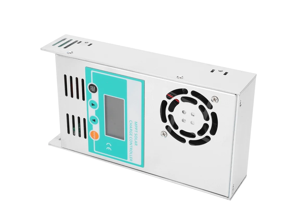 Controlador de carga solar MPPT de 40 A, regulador inteligente para baterías de 12 V/24 V/36 V/48 V con ventilador eléctrico