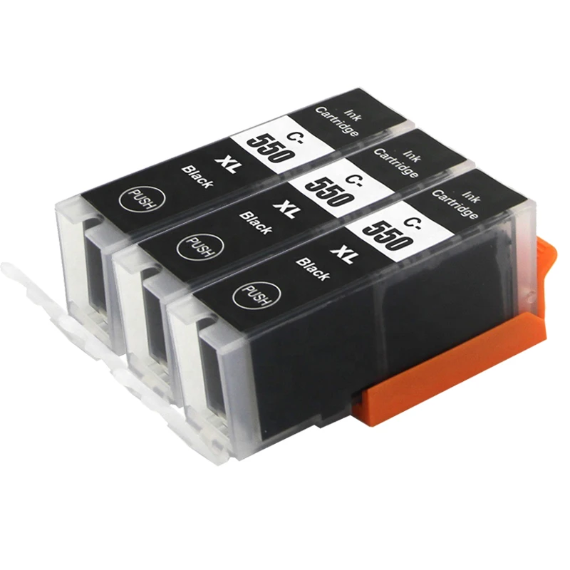 3 Cartuchos De Tinta Negra pgi550 Cli551 Para Impresoras Canon Mg6350, Mg7150, Ip8750 E Ip7250.