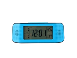 Reloj digital multifunción con calendario LCD, control de sonido y alarma electrónica (azul)