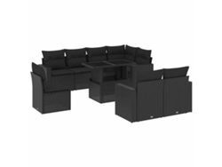 Maison Exclusive - Set De Sofás De Jardín 8 Piezas Y Cojines Ratán Sintético Negro