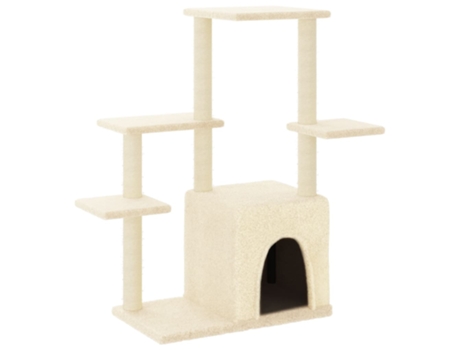 Rascador para gatos con postes de sisal color crema VIDAXL (97,5 cm)
