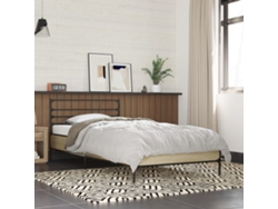 Estructura Cama Madera Ingeniería Metal Roble Sonoma 90x190 Cm