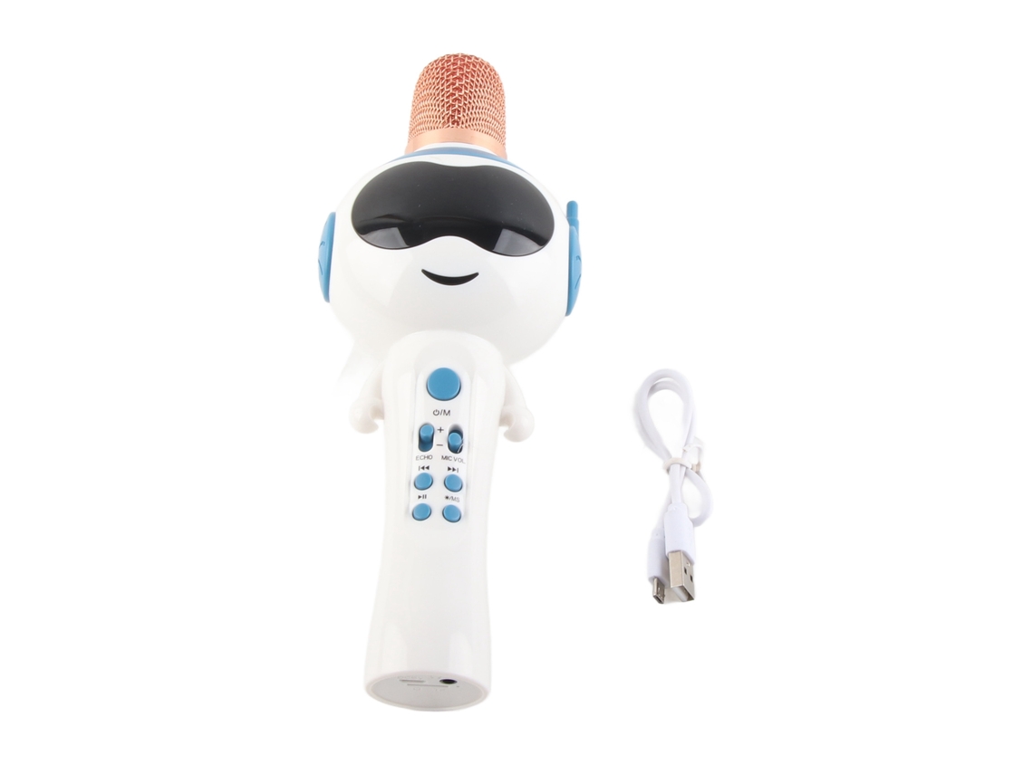 Microfone Bluetooth Infantil Sem Fio Com Modo De Som Inteligente E Luzes Coloridas Azul