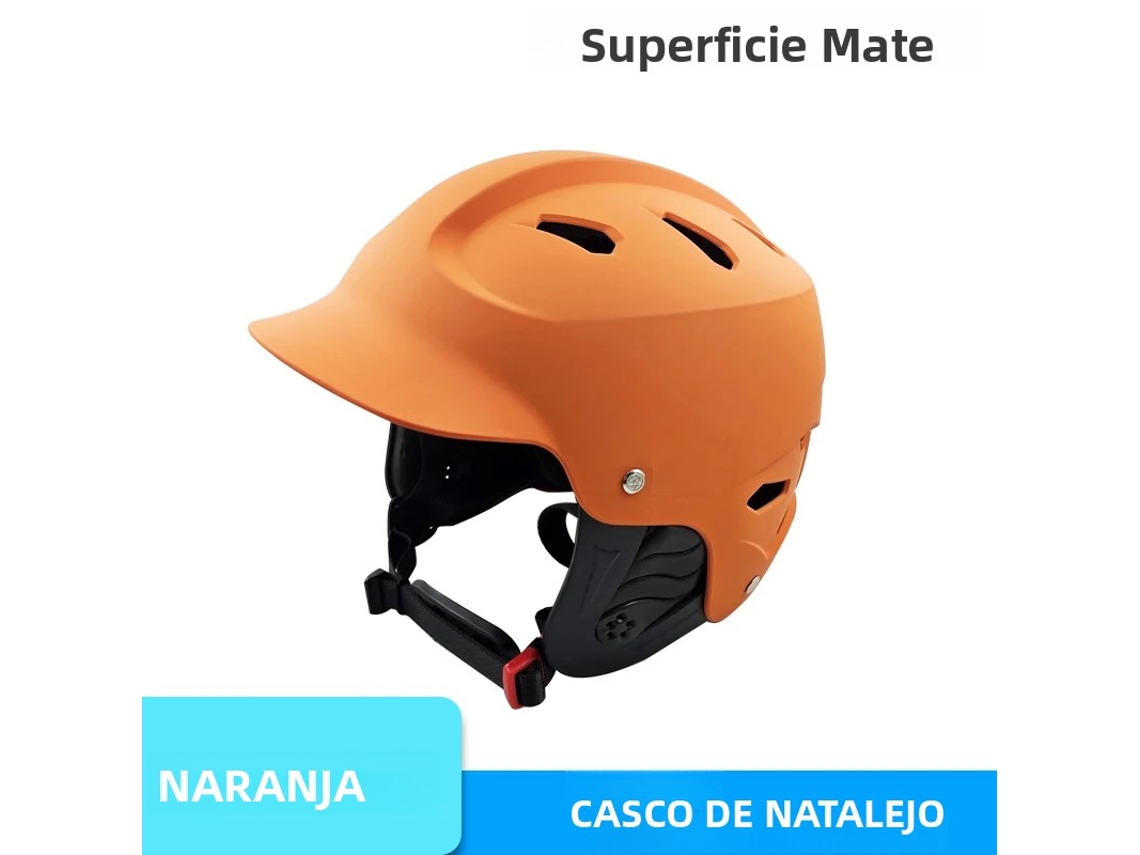 Casco de seguridad ajustable para deportes acuáticos, apto para kayak y esquí acuático. Mdug (naranja mate).