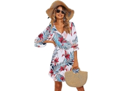 2026-vestido De Playa Casual Para Mujer Con Cuello V Y Manga 3/4, Tapadera De Bikini Suelta Y Ligera De Verano