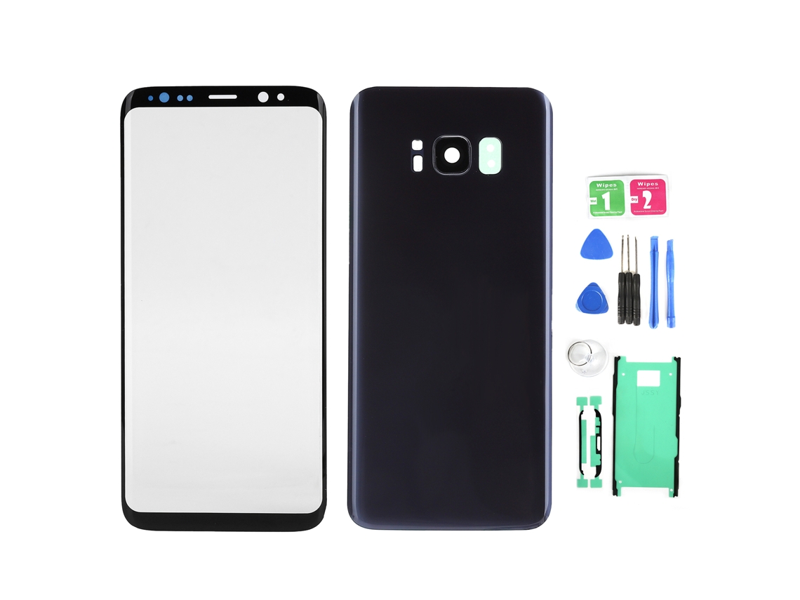 Kit Substituição Vidro Traseiro E Tela Frontal Para Samsung Galaxy S8 Roxo Com Ferramentas