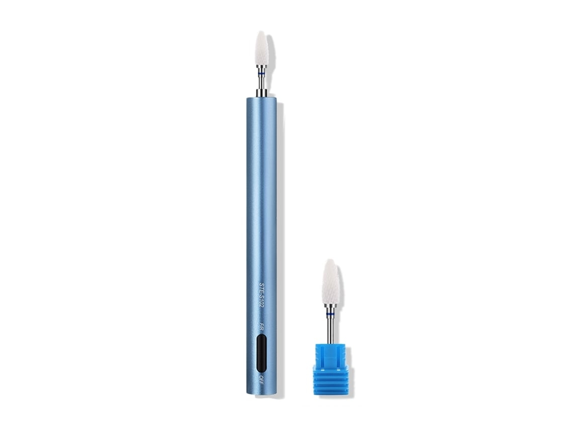 Kit portátil eléctrico de manicura con diamante para pies, tijeras y uñas postizas acrílicas - Azul marino