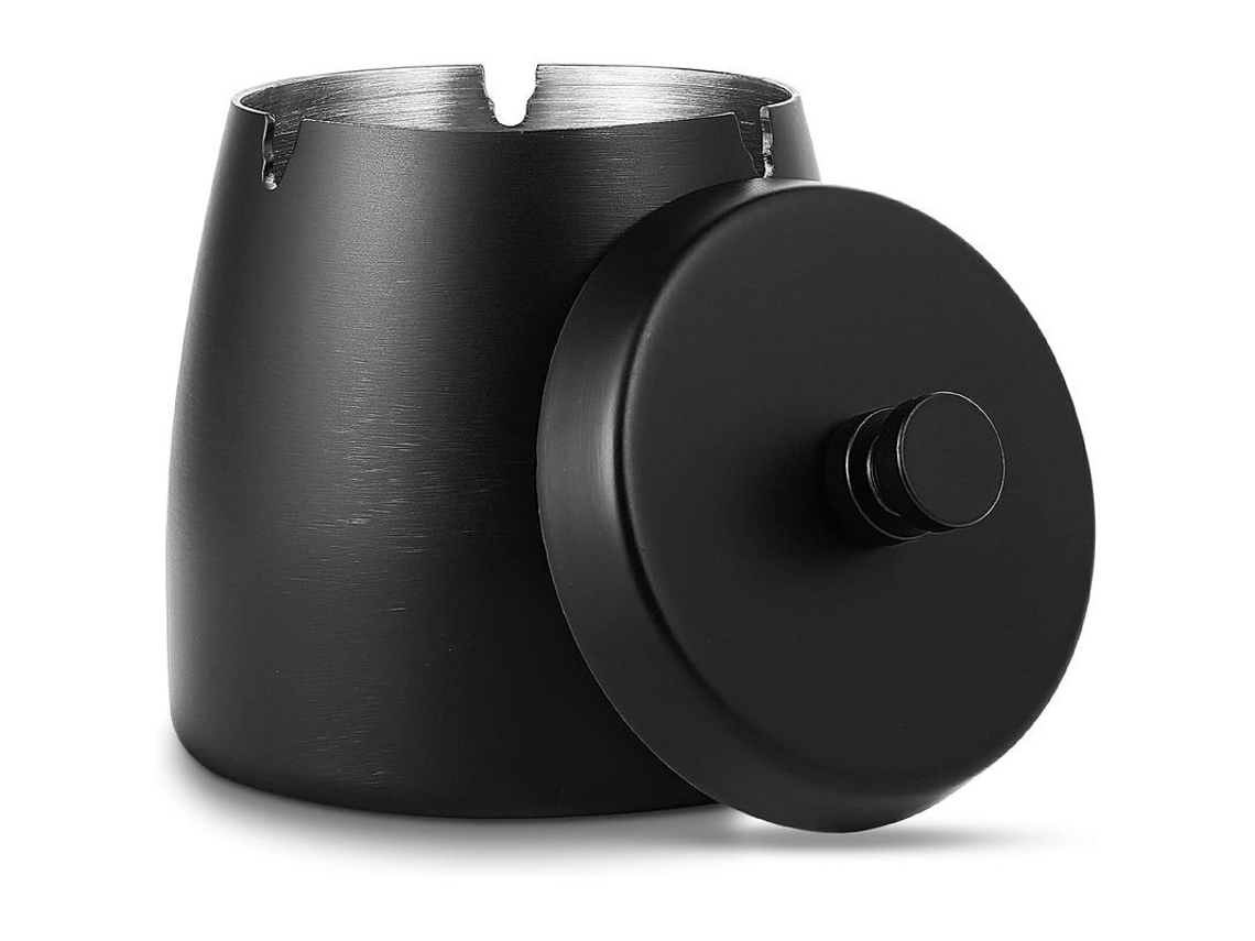 2026altiro-cenicero Con funda, resistente a la intemperie para uso en exteriores e interiores, metal resistente a los olores para jardín, bar, encimera y hogar - Negro