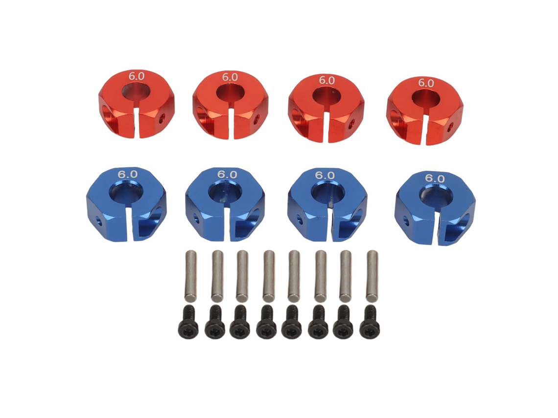 8pcs Adaptador De Cubo Hexagonal De Rueda Rc 12mm Aluminio Para Coche Modelo Redcat 1/10 Piezas De Actualización Rojo Y Azul 6mm