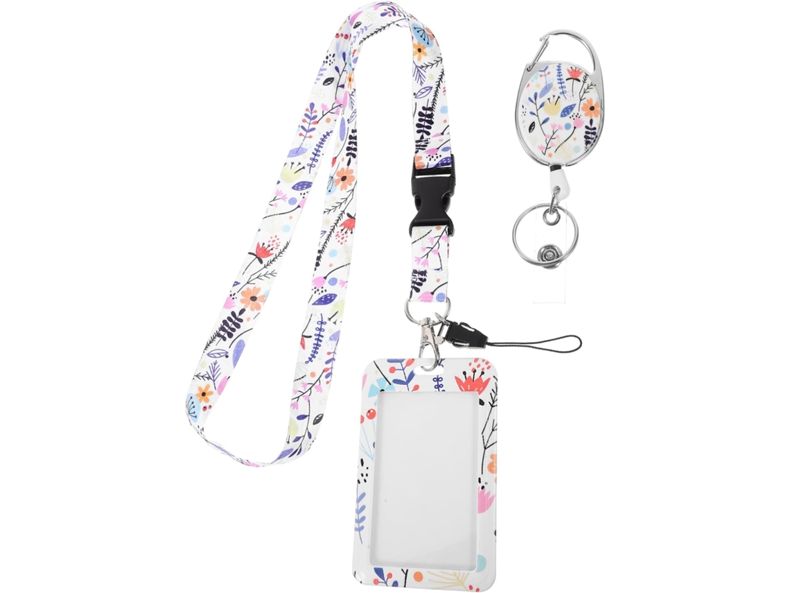 Portatarjetas Personalizado Con Correa Para El Cuello Y Estampado Floral, Tarjetero De Plástico
